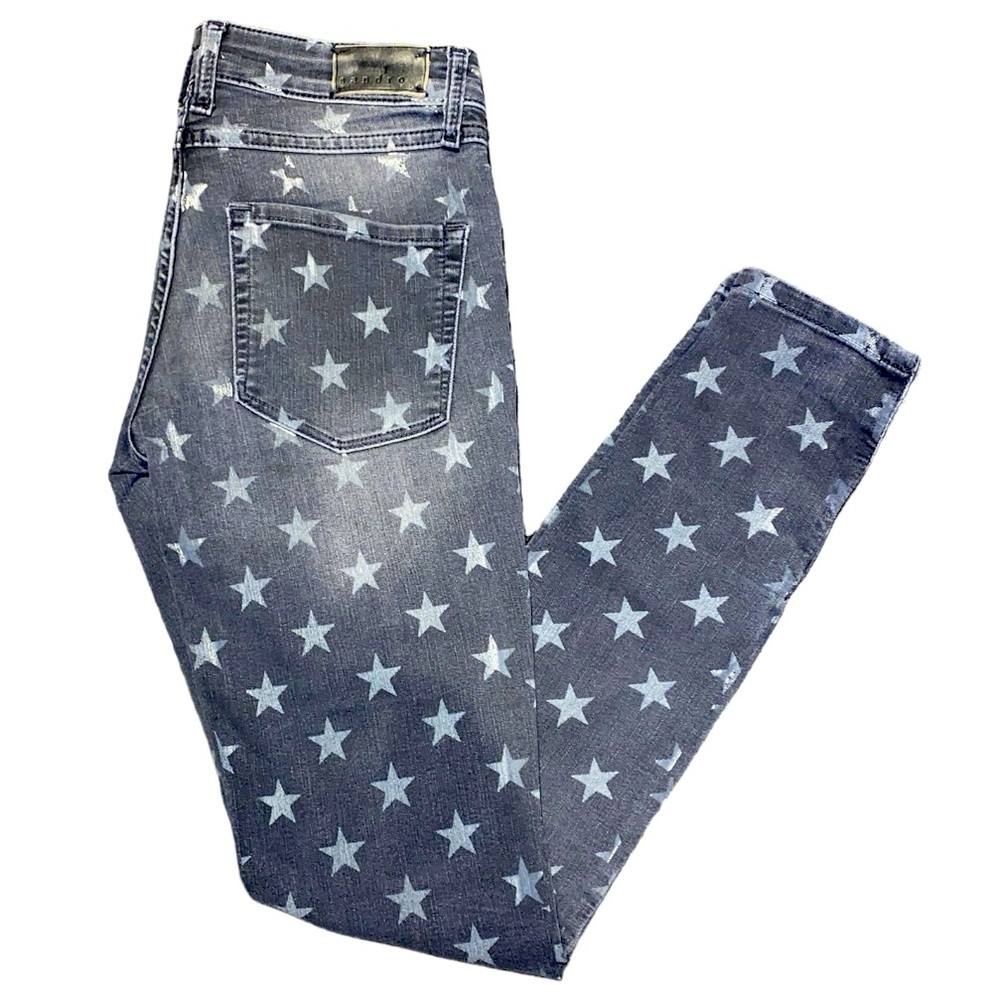 Sandro Starry Straight Leg Black Denim Jeans Size 34 (EURO)